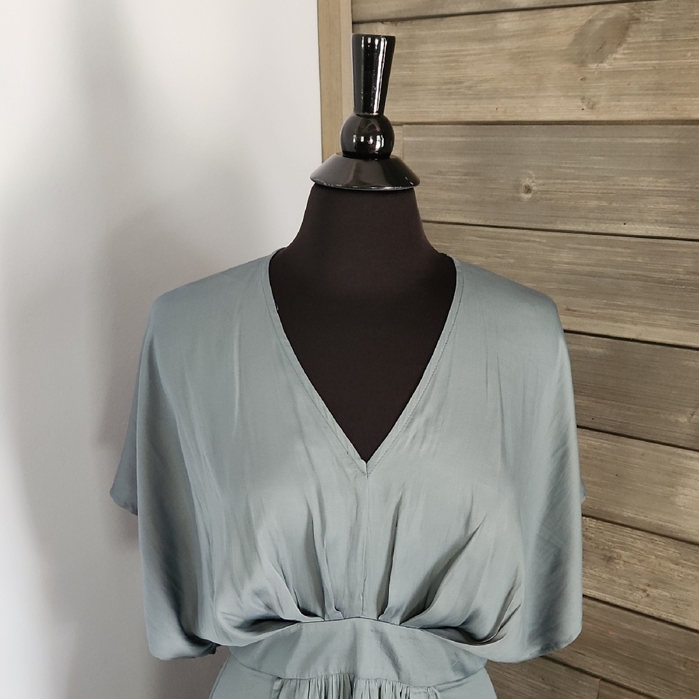 Chic Grecian Goddess Maxi Dress Kimono Sleeves | Dusty Teal | Grade & Gather M - Picture 4 of 9